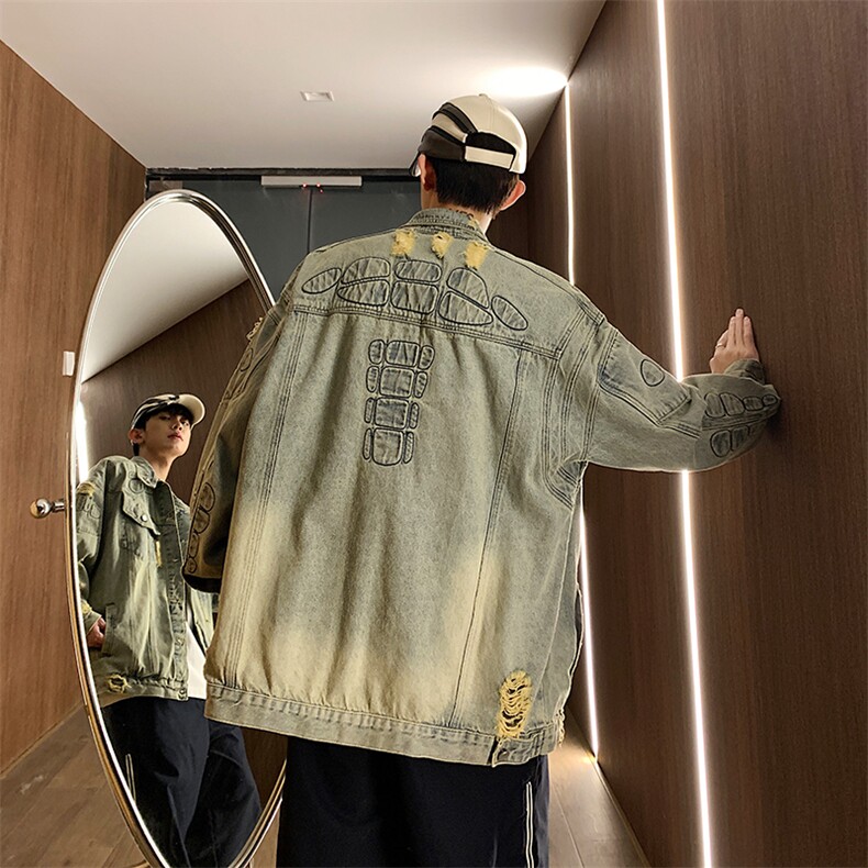 Wt2317-P89美式复古卡通潮牌牛仔外套,男装夹克,星座1501-1