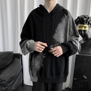 ins做旧扎染印花连帽卫衣男女秋冬港风潮帽衫宽松外套  W1933-P30图片
