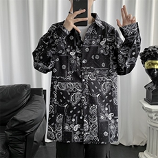 腰果花男长袖港风日系夏潮牌上衣小众炸街韩版潮流衬衫W1160-P33，男装衬衫，星座512-4