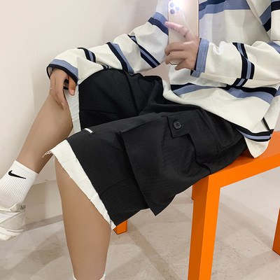 假两件运动短裤男韩版潮流宽松ins高街沙滩休闲五分裤K410-P30,男装休闲裤,星座512-2