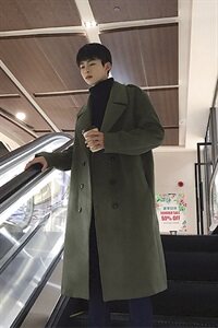 2020冬款呢大衣加长双排扣呢风衣男款拉风呢衣男外套冬装D501P135图片