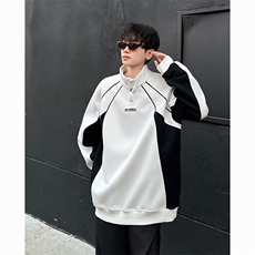 秋冬款男立领卫衣单排扣拼色字母印花外套WY124P60，男装卫衣，星座1013-1