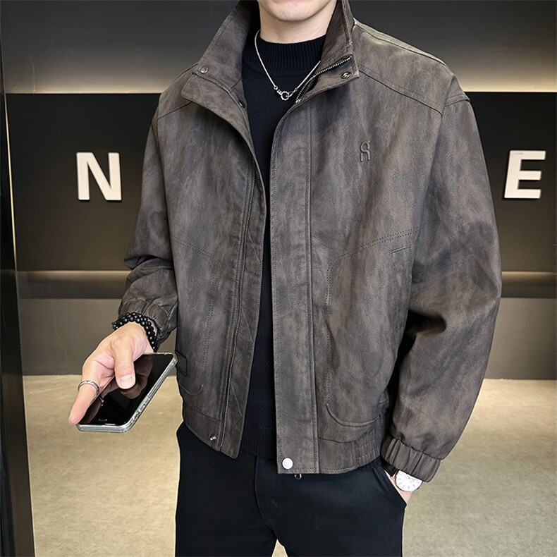 男装皮衣秋季2025新款宽松品质皮夹克外套C317-J2593-P165,男装夹克,电商C317