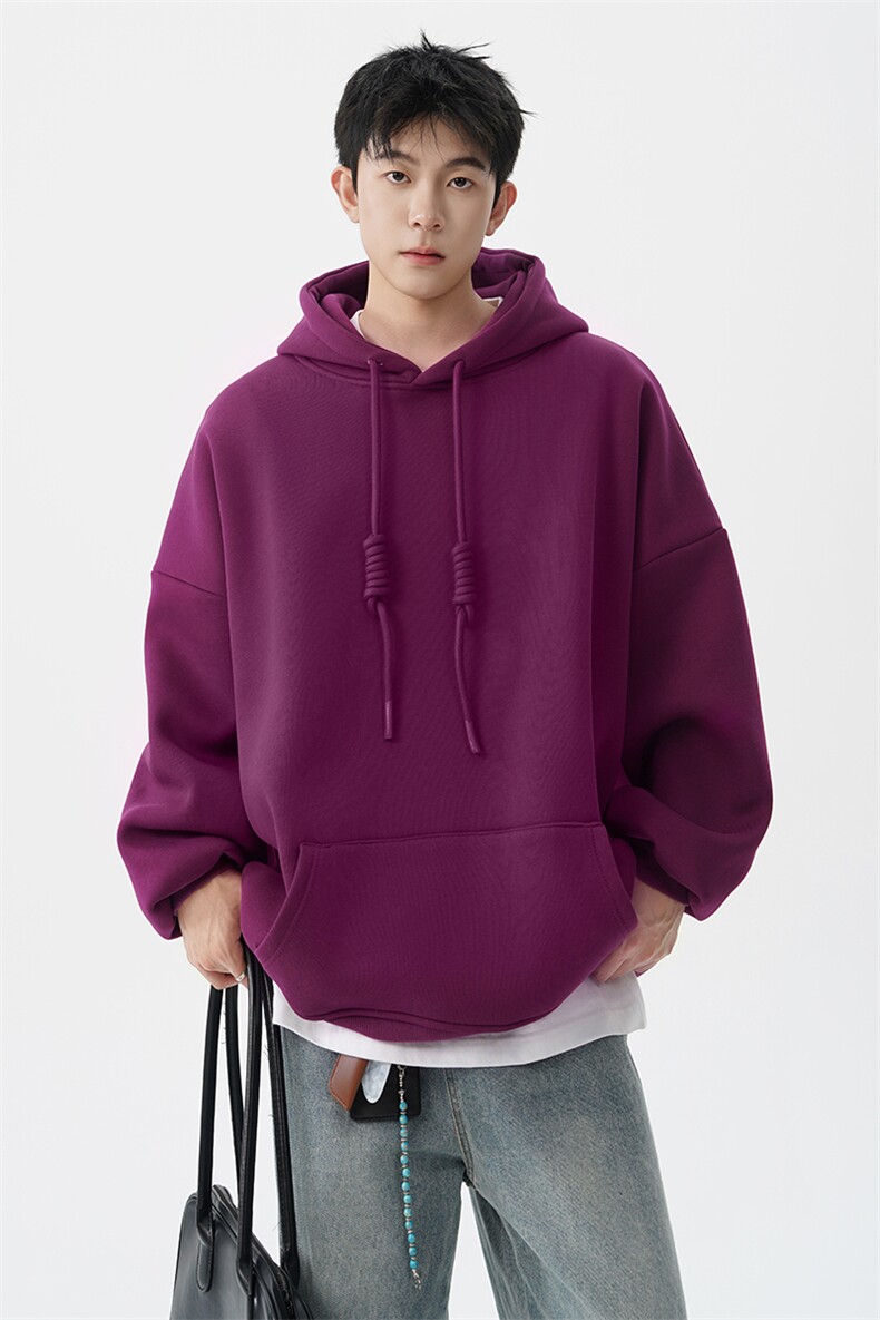 高克重卫衣男连帽卫衣纯色粗绳大帽衫情侣装休闲外套WY19P58,男装卫衣,电商D206-1