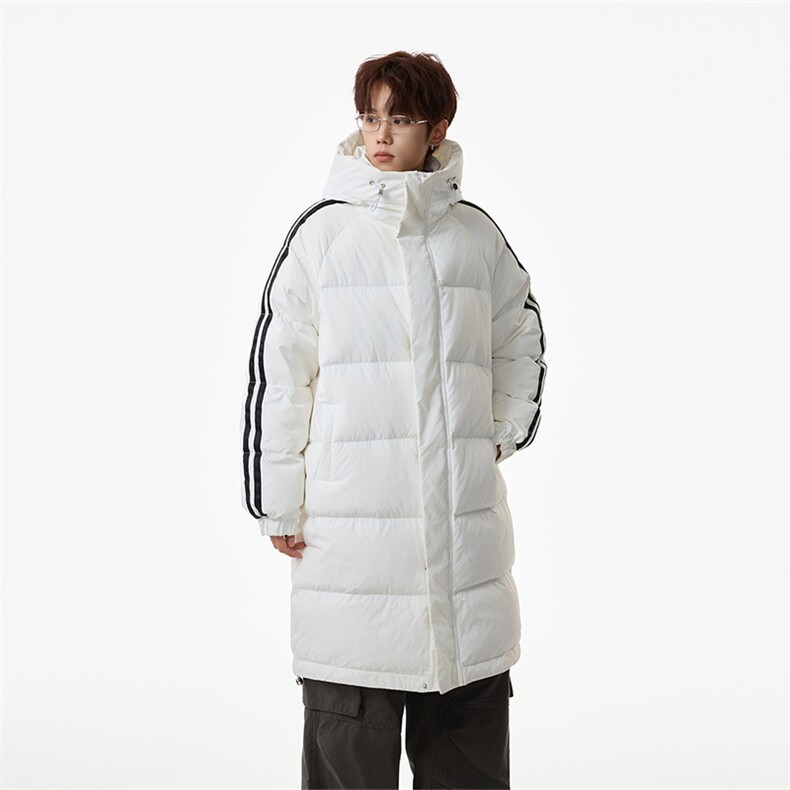 中长款羽绒服90绒条纹情侣羽绒连帽过膝外套D5580-TP235328,男装羽绒服,电商A102