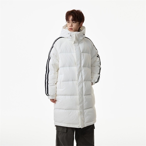 中长款羽绒服90绒条纹情侣羽绒连帽过膝外套  D5580-TP235328图片