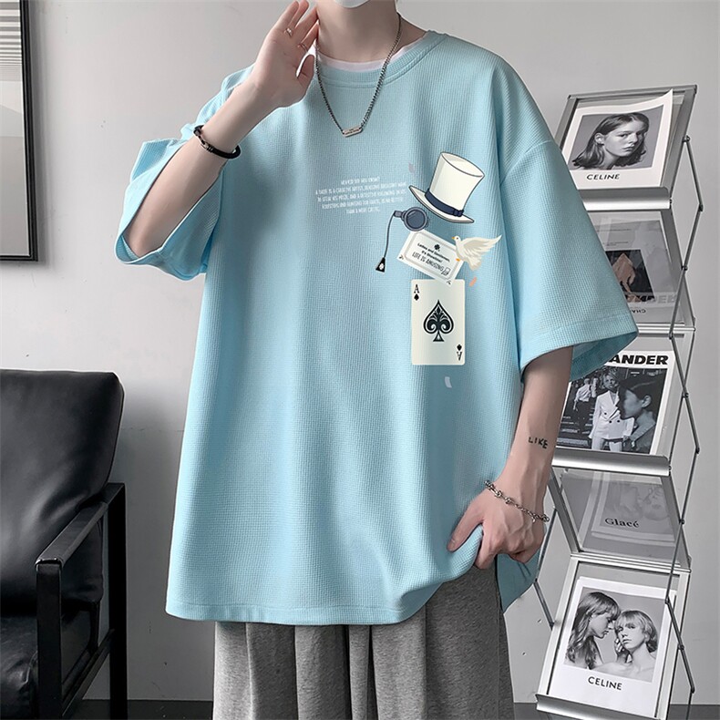 华夫格t恤男短袖男大码五分袖大皂风HT73373-P22,男装T恤,电商A040