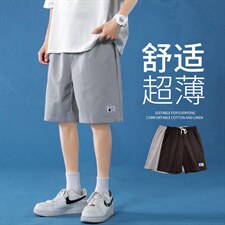 K201P25蓝底百搭休闲潮流蝴蝶印花港风五分裤学生情侣沙滩裤夏，男装休闲裤，电商A050