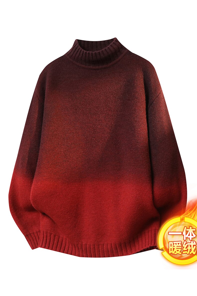 加绒秋冬青年男士半高领针渐变色毛衣加厚全身绒打底衫M273-P60,男装T恤,星座310B-3