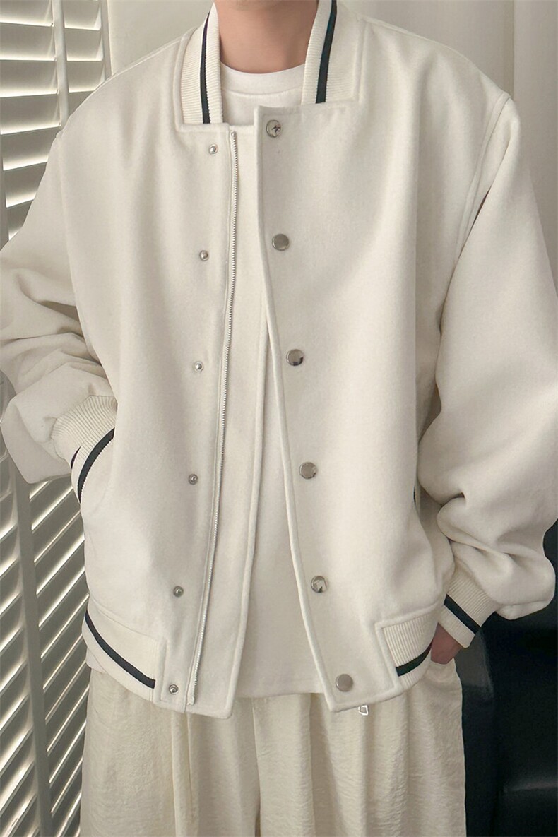 现货-春季呢子棒球服潮牌宽松时尚外套休闲呢子夹克-AJ23058-P115,男装夹克,电商A351