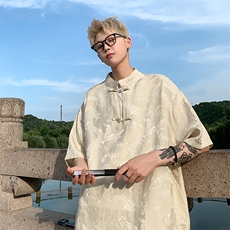 量大优供视频新风龙凤提花冰丝短袖短裤套装男TZ2406-特P60，男装休闲套装，电商A028