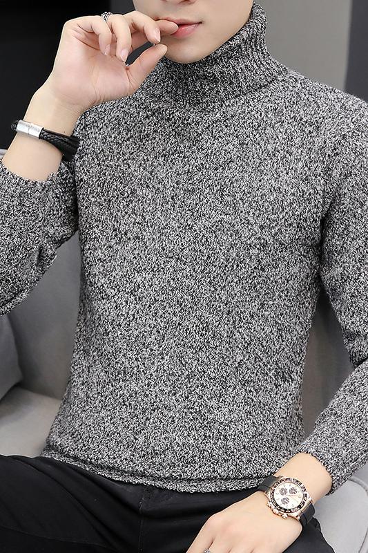 Y189男士高领毛衣秋冬季纯色针织衫外套秋装加厚韩版宽松线衣,男装针织衫/毛衣,电商D310（原电商305）