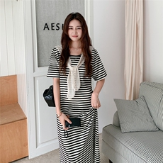 今日新品条纹连衣裙有数据拼接披肩跑量2C323-1129-P115-K158，女装连衣裙，2C323