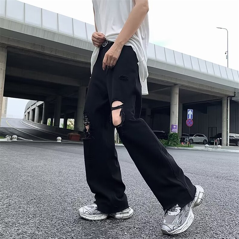 高街破洞牛仔裤男韩版潮流痞子帅气2023秋季新款ins长裤RK939-P39,男装牛仔裤,星座412-3