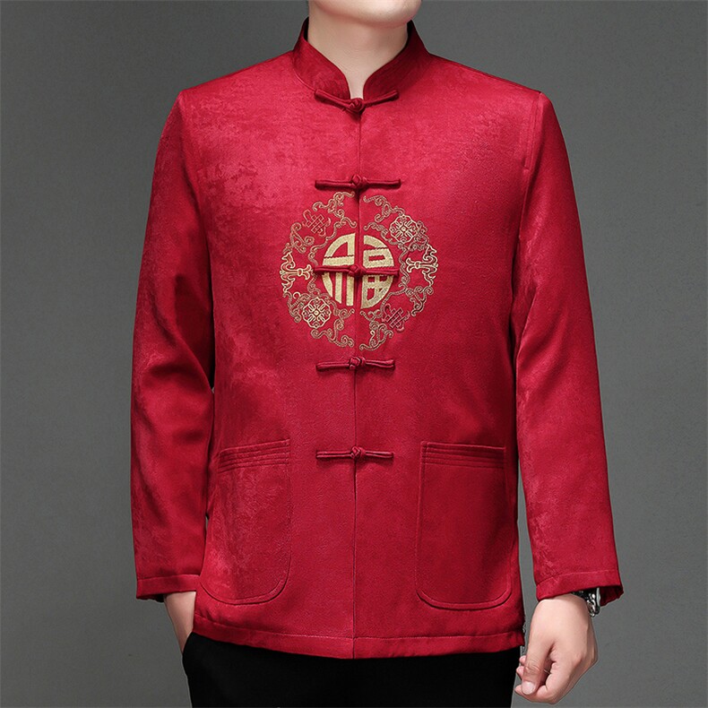 风秋冬季中老年加棉唐装喜庆庆祝节日盘扣男棉衣HL2211-P125,男装棉衣,星座1105-3