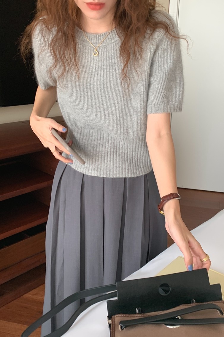 春秋韩版羊毛衫女套头圆领短款宽松百搭打底衫毛衣,女装羊毛衫,恩泰羊绒