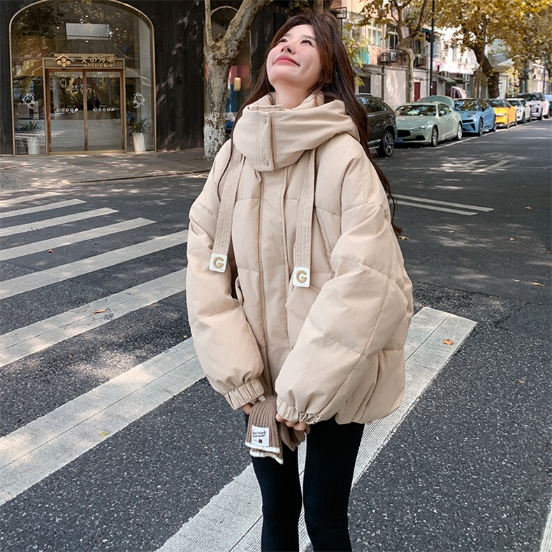飘带短款羽绒服女2025冬季今年流行超好看学院风连帽90白鸭绒外套,女装羽绒服,2B188