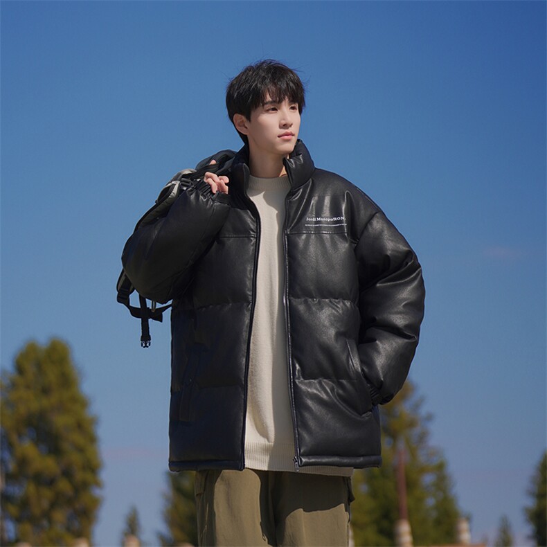 港风潮牌新款亮皮防水立领棉服潮流保暖棉衣M083S-P100控139,男装棉衣,星座717