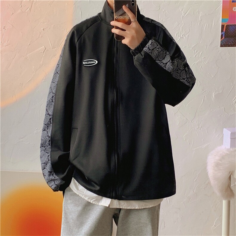秋冬新品宽松街头运动风班服纯色连帽夹克外套男装tW1423-P38,男装夹克,星座512-4