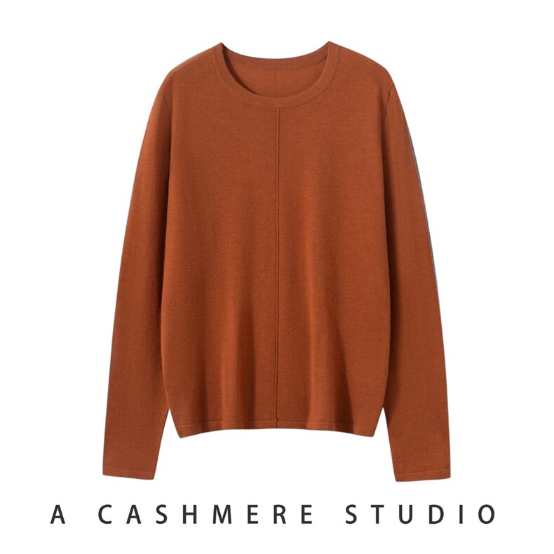 2025百搭时尚简约圆领长袖净面羊绒衫,女装羊绒衫,戎叶云台