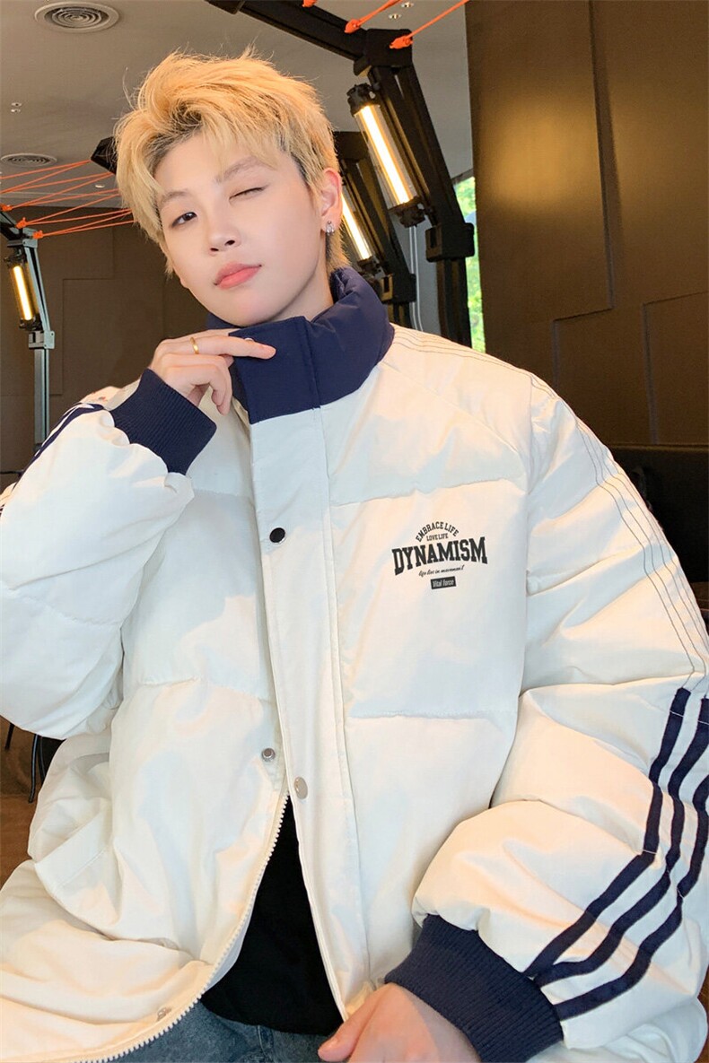 ！2025冬季男士立领棉衣撞色简约印花情侣棉服外套MY213特P80,男装棉衣,电商B220