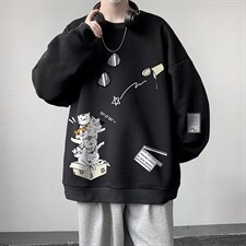 圆领卫衣男大码加厚加绒长袖t恤男S6115-P28加绒款-P33，男装卫衣，电商A040