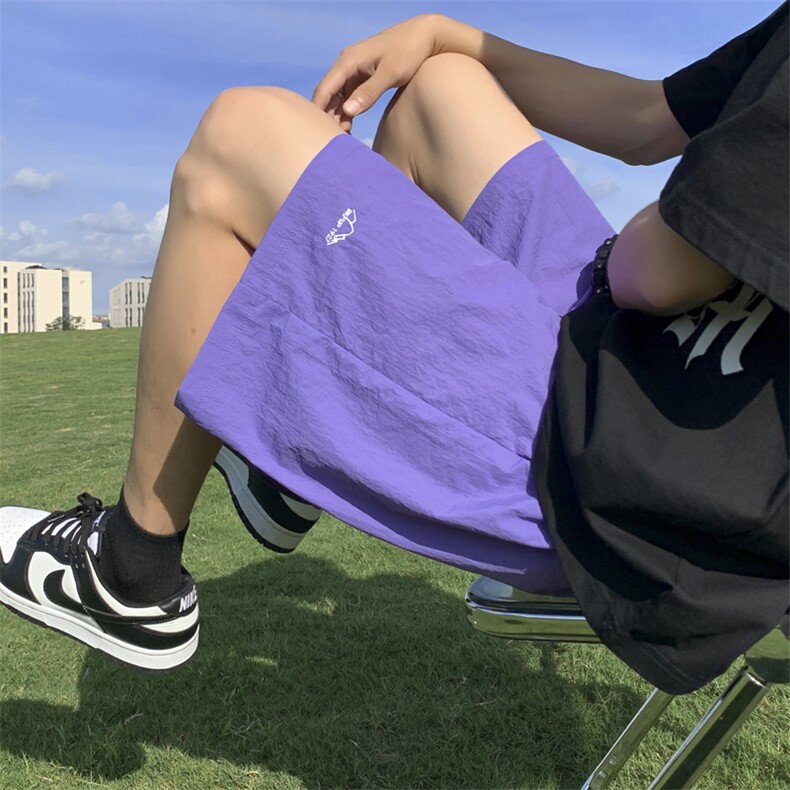 得物直播2023新款纯色刺绣短裤宽松卫裤沙滩裤DK310-特批15图片