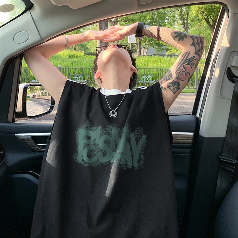 量大优供视频直播高品质重磅260克双纱纯棉印花背心无袖T恤DB82，男装背心/马甲，电商A486