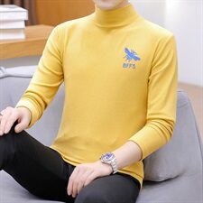冬季半高领双面绒刺绣蜜蜂卫衣男加绒加厚保暖打底衫长袖灰330P28，男装卫衣，星座1207