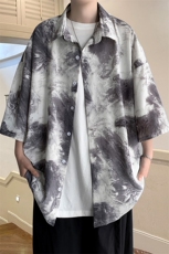 夏季短句风帅气抽象涂鸦宽松男士衬衫A071-C13-P35，男装衬衫，电商A071