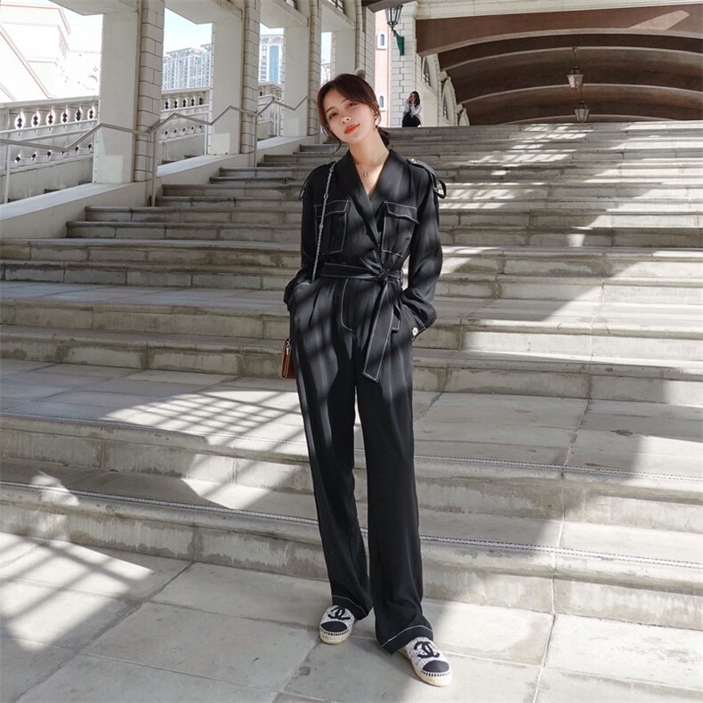 现货2021春秋季新款黑色连体裤225-F07-P120（控178），女装连体裤，浙宝225