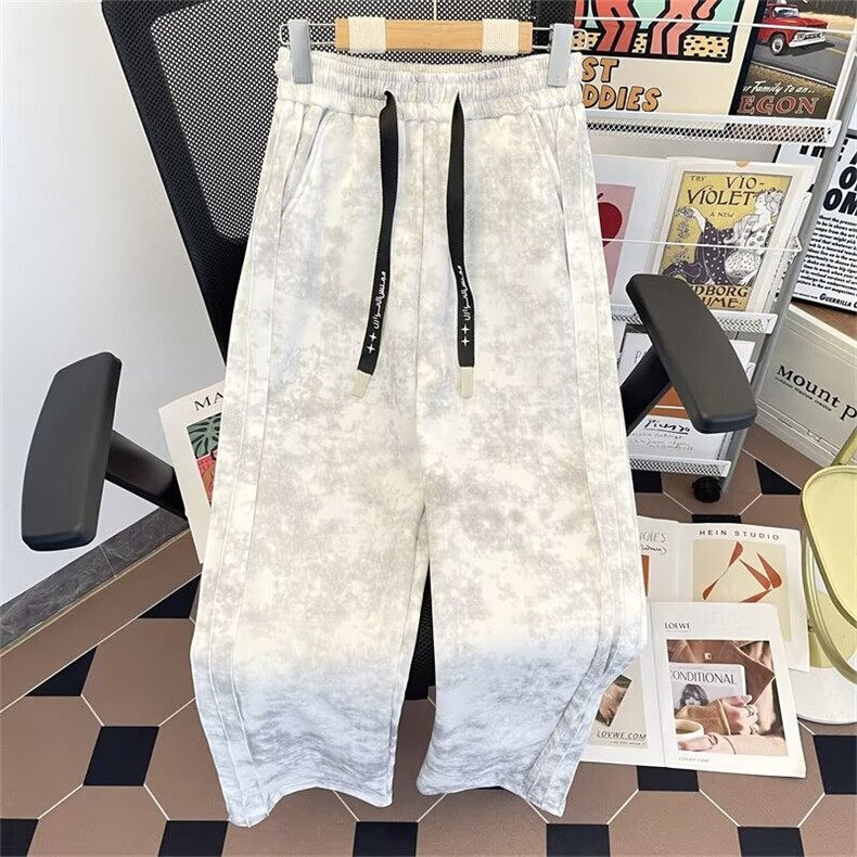 抖音品质秋款男休闲裤扎染裤百褶皱长裤H055P45,男装休闲裤,星座1013-1