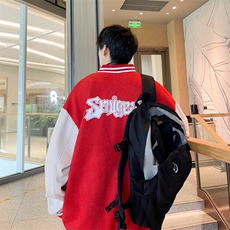 春秋麂皮绒棒球服外套男美式复古潮流冲锋衣情侣装夹克618A-WY30，男装夹克，星座914-4