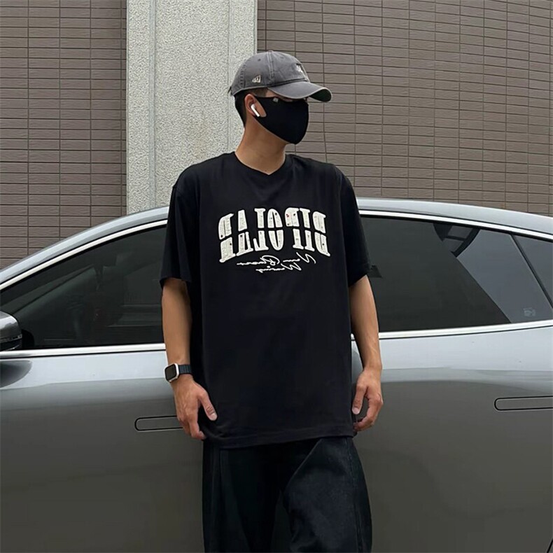 万针全刺绣工艺抖音得物高品质260克重磅纯棉双纱美式高街短袖T恤,男装T恤,电商A486