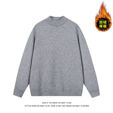简约风纯色半高领毛衣加绒保暖百搭针织衫休闲上衣ZJ6102-特价P38，男装针织衫/毛衣，电商A007