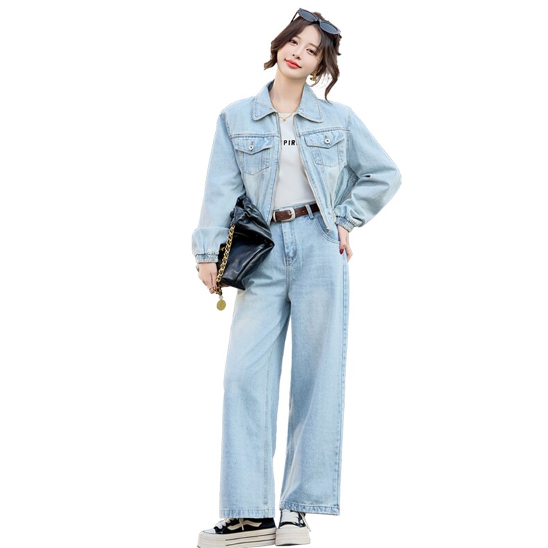 2025年春季新款牛仔套装两件套气质休闲通勤套装女,女装套装/套裙,1C080