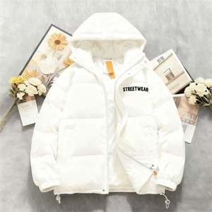 1506-1/M5911/P54克莱因蓝连帽棉服男字母印厚保暖外套潮牌图片