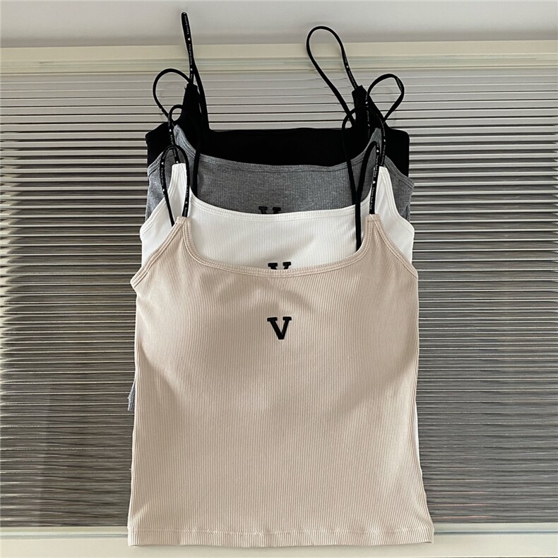 辣妹性感纯欲吊带背心女带胸垫美背修身短款内搭上衣外穿，女装背心吊带，梦白服饰厂