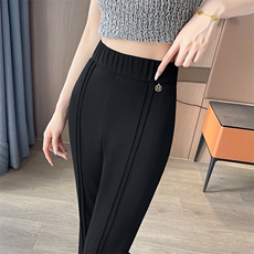 黑色微喇裤26年春夏款高腰显瘦超模裤修身弹力休闲裤西装裤，女装休闲裤，云美莎专业女裤-全店现货