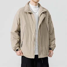 冬季潮牌日系纯色简约加绒加厚保暖防寒休闲棉服外套MY9079-P100，男装棉衣，电商A128