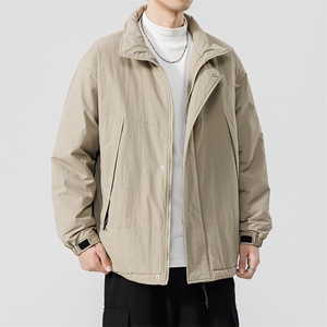 冬季潮牌日系纯色简约加绒加厚保暖防寒休闲棉服外套MY9079-P100图片