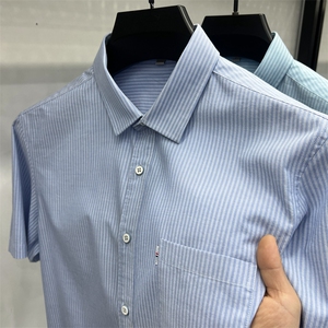 FN824827牛津纺男士纯棉竖条纹商务休闲衬衫手拍图大货主推