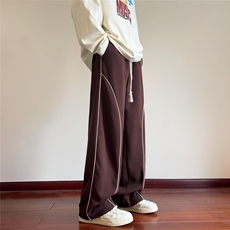 原宿长裤青春流行简约纯色男时尚潮牌印花休闲裤潮运动裤宽松型，男装休闲裤，星座716-2