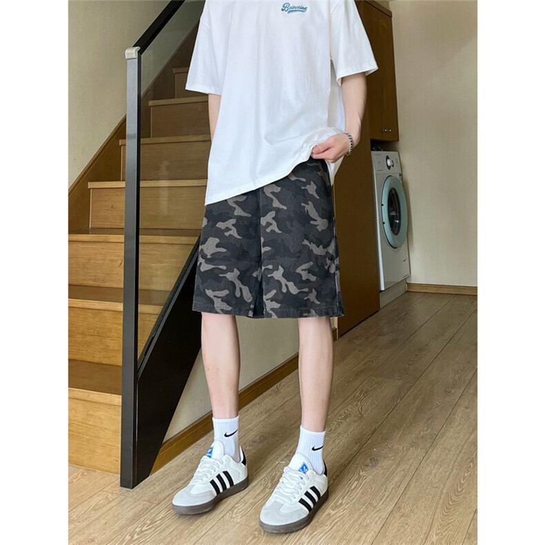 夏季复古迷彩工装宽松阔腿直筒五分休闲短裤男K5916-特P35控59,男装牛仔裤,星座205