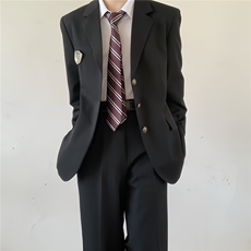 dk日系黑色西服外套男学院风宽松西装西裤子校供制服套装XZ011，男装西服，星座601-1
