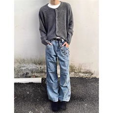 现货DM5105-批58松弛感圆领开衫毛衣慵懒风软糯毛衣外套，男装针织衫/毛衣，星座603-2