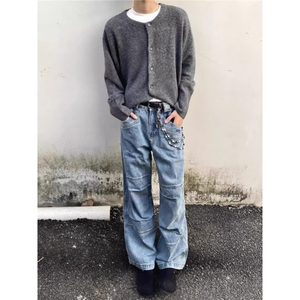 现货DM5105-批58松弛感圆领开衫毛衣慵懒风软糯毛衣外套图片