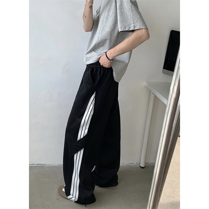 复古条纹拼接卫裤潮牌宽松休闲百搭休闲运动裤,男装休闲裤,星座410-7