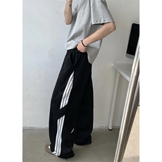 复古条纹拼接卫裤潮牌宽松休闲百搭休闲运动裤，男装休闲裤，星座410-7