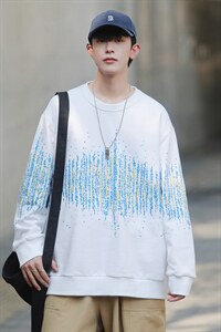 ！秋季上衣男圆领卫衣男装港风长袖t恤男外套男W102-P33图片